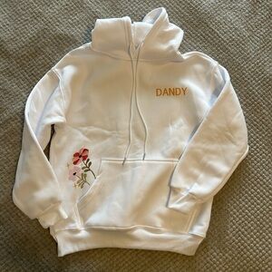 White Hoodie with cute Floral Designs on front & back